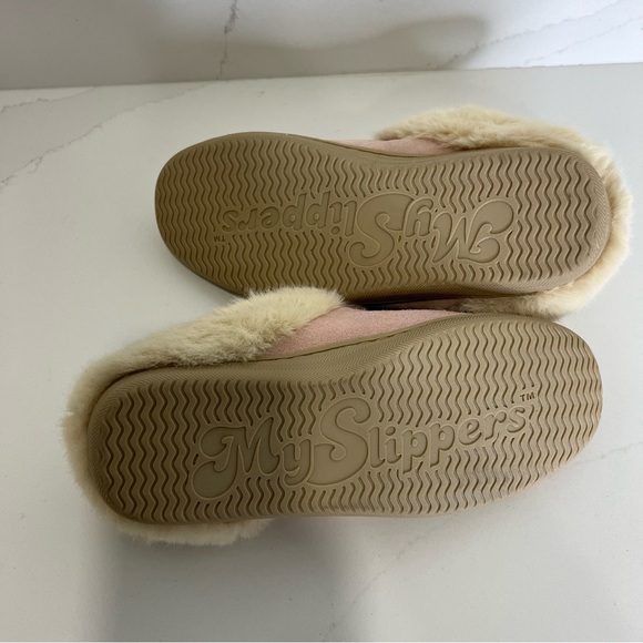 My Slippers Womens Faux Fur Suede Slip-On Slippers Pink Size 9 - Picture 10 of 10